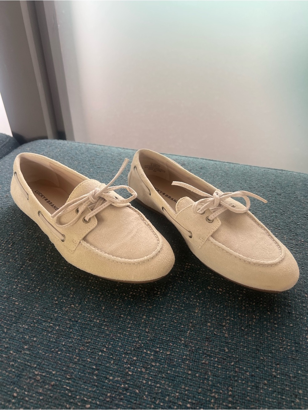 Lucky Brand women’s Light Cream Suede Boat Shoes